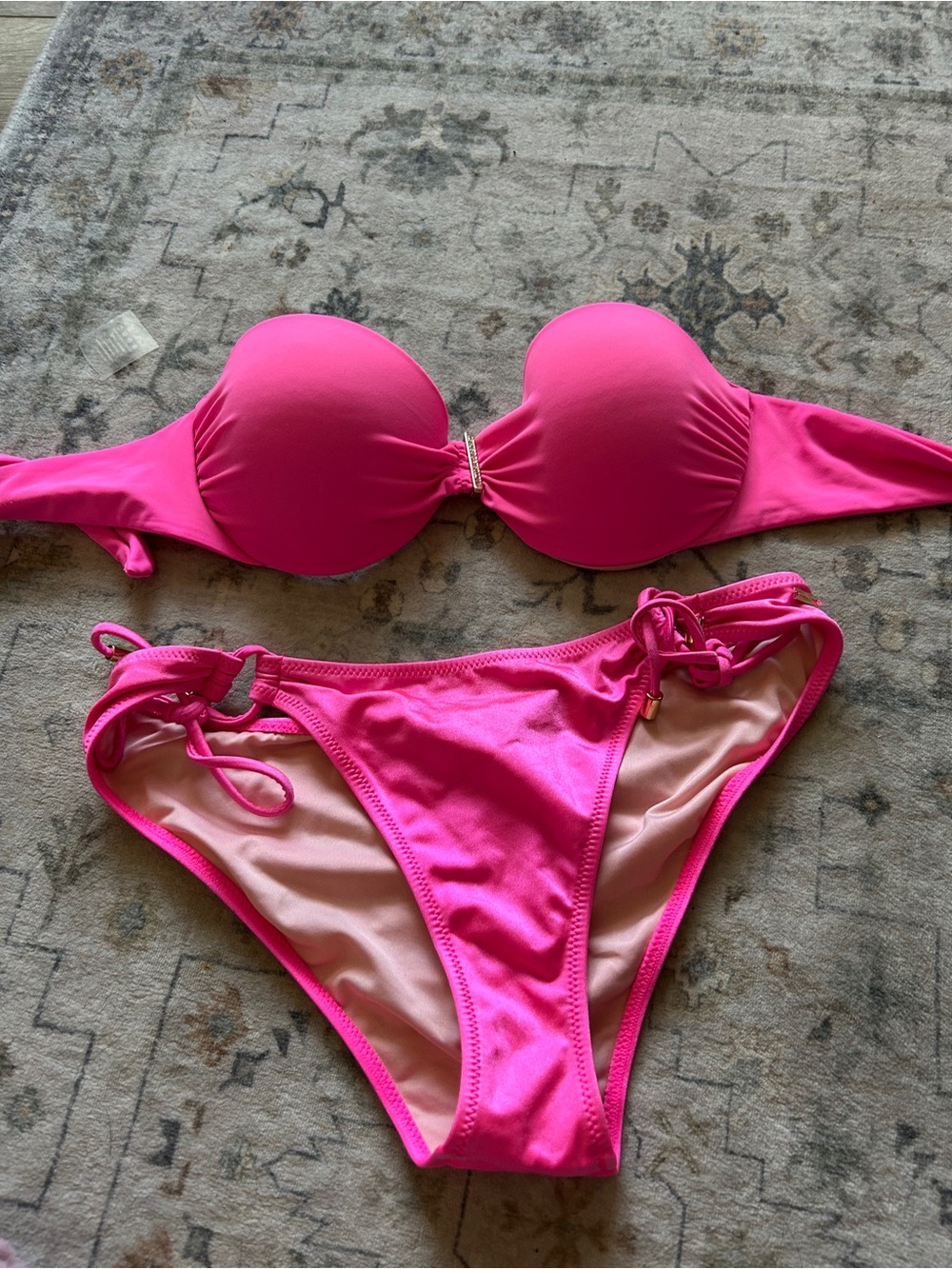 Women's Hot Pink Strapless Bikini Set